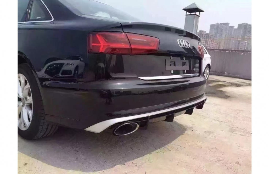Rear Bumper Diffuser & Exhaust Tips RS6 Design for Audi A6 4G C7 Facelift (2015–2018)