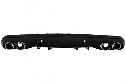 Rear Bumper Diffuser with Chrome Exhaust Tips C43 Design for Mercedes C-Class W205 S205 AMG Line (2014–2020)