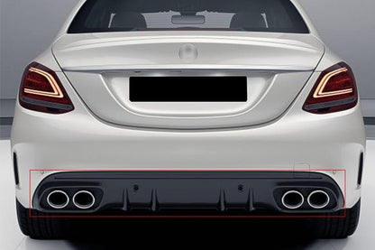 Rear Bumper Diffuser with Chrome Exhaust Tips C43 Design for Mercedes C-Class W205 S205 AMG Line (2014–2020)