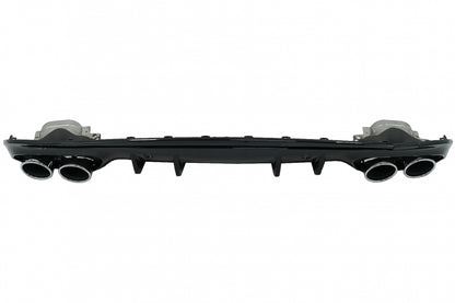 Rear Bumper Diffuser with Chrome Exhaust Tips C43 Design for Mercedes C-Class W205 S205 AMG Line (2014–2020)