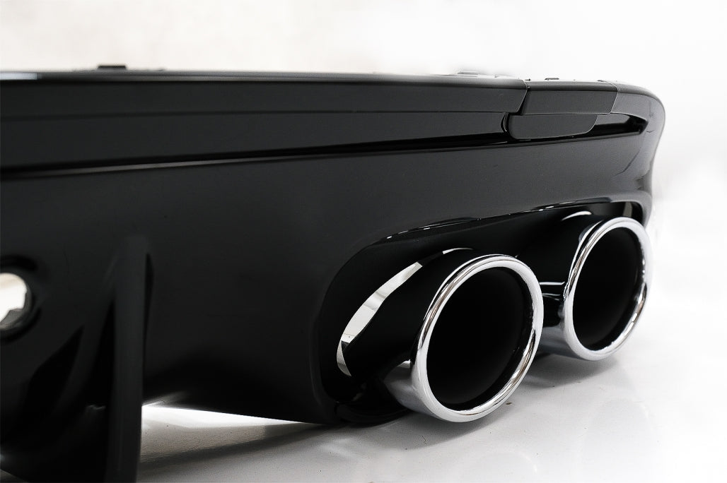 Rear Bumper Diffuser with Chrome Exhaust Tips C43 Design for Mercedes C-Class W205 S205 AMG Line (2014–2020)