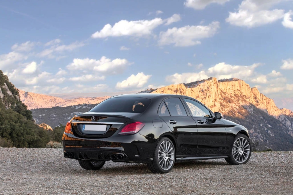 Rear Bumper Diffuser with Exhaust Tips C43 Night Package Design for Mercedes C-Class W205 S205 AMG Line (2014–2020)