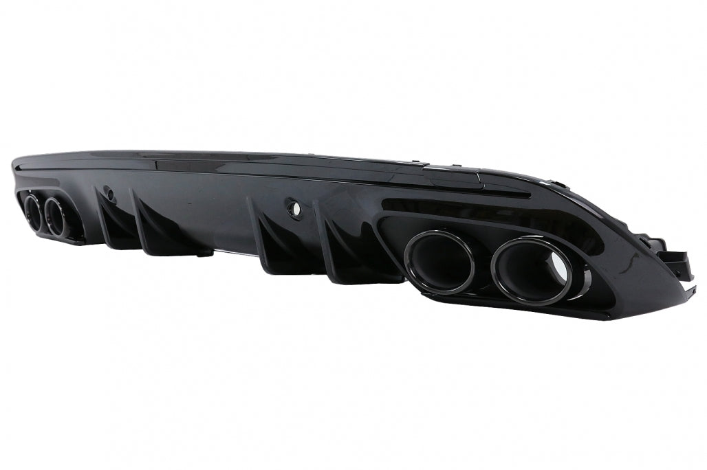 Rear Bumper Diffuser with Exhaust Tips C43 Night Package Design for Mercedes C-Class W205 S205 AMG Line (2014–2020)