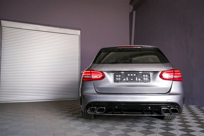 Rear Bumper Diffuser with Exhaust Tips C63S Design for Mercedes C-Class W205 S205 AMG Line (2014–2020)