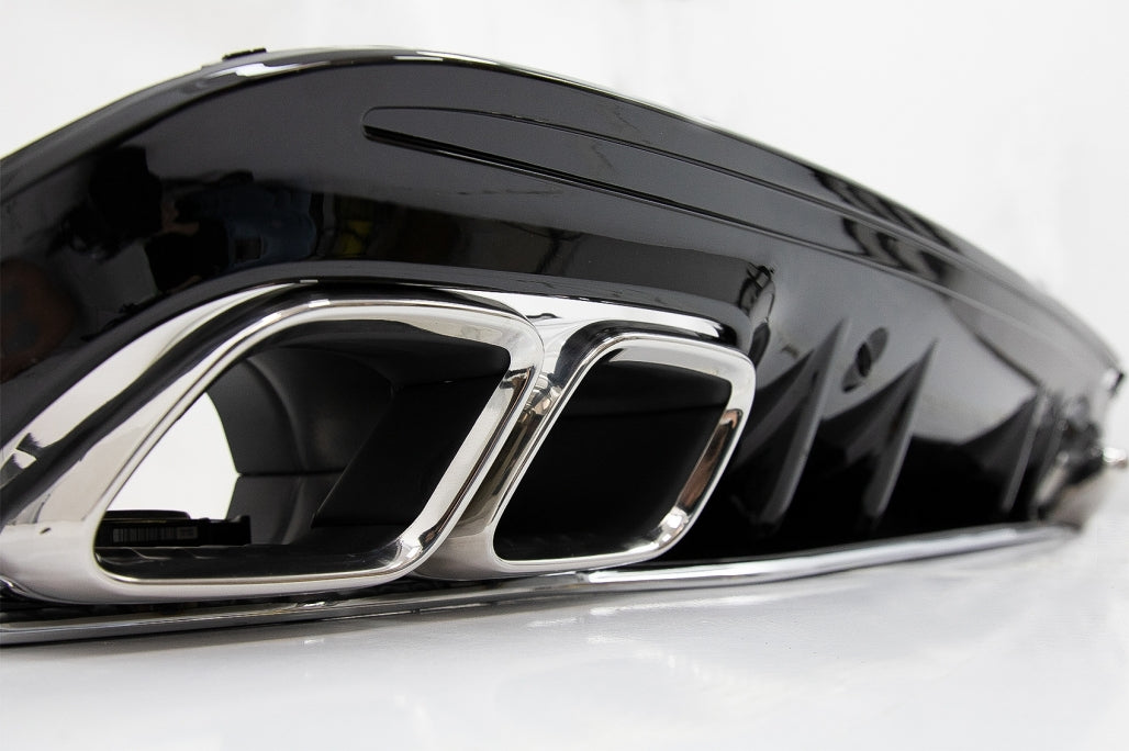 Rear Bumper Diffuser with Exhaust Tips C63S Design for Mercedes C-Class W205 S205 AMG Line (2014–2020)