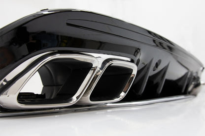 Rear Bumper Diffuser with Exhaust Tips C63S Design for Mercedes C-Class W205 S205 AMG Line (2014–2020)
