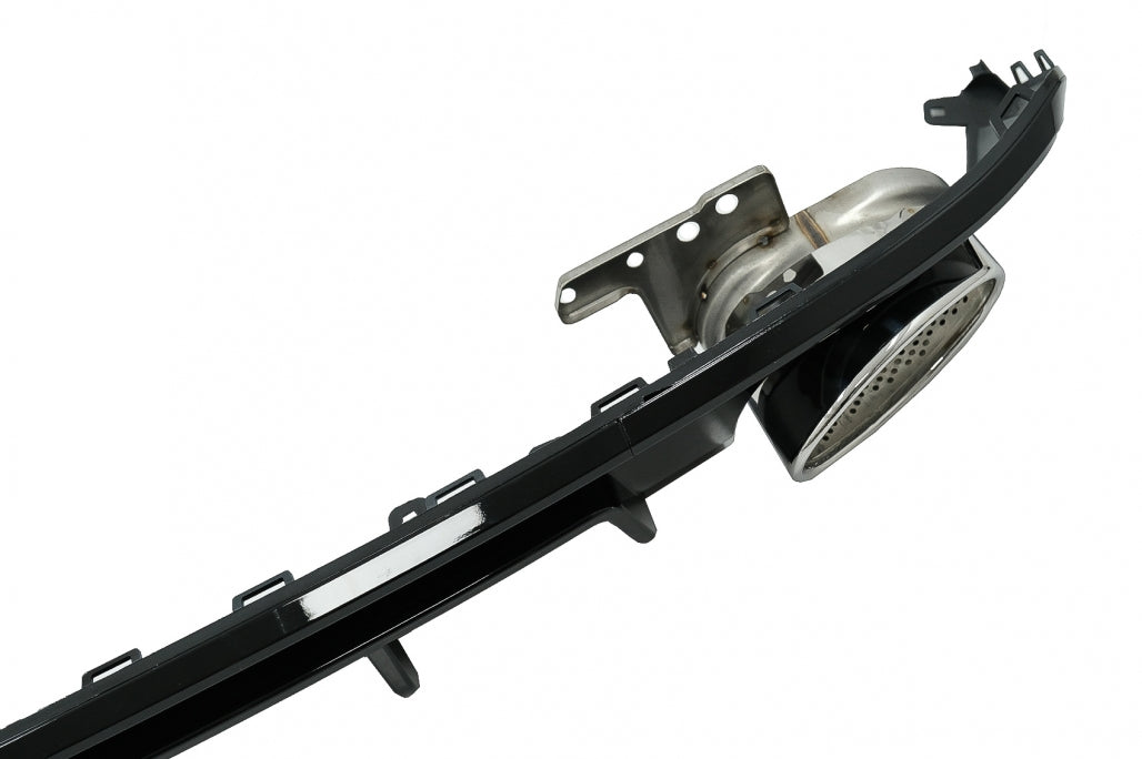 Rear Bumper Diffuser with Exhaust Tips RS6 Design Piano Black for Audi A6 C8 4K (2018–Up)