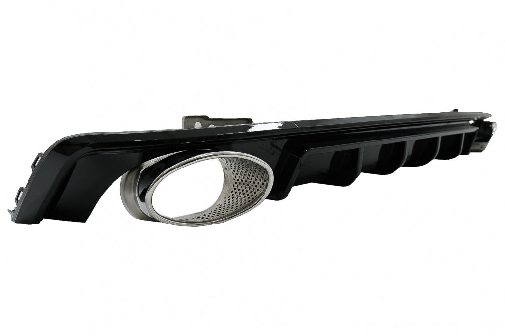 Rear Bumper Diffuser with Exhaust Tips RS6 Design Piano Black for Audi A6 C8 4K (2018–Up)
