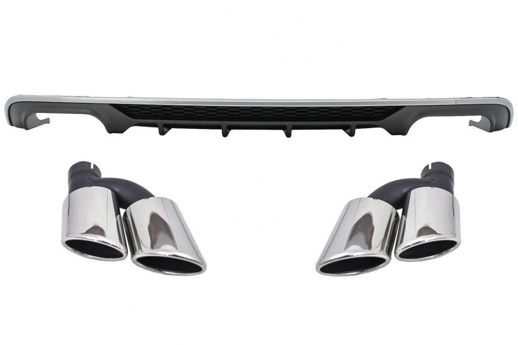 Rear Bumper Diffuser with Exhaust Tips S3 Design for Audi A3 8V Facelift Standard Sedan & Convertible (2016–2019)