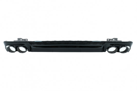Rear Bumper Diffuser with Exhaust Tips S6 Design Piano Black for Audi A6 C8 4K (2018–Up)