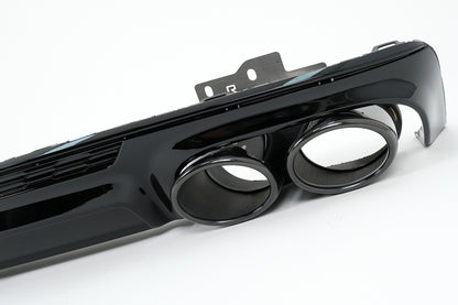 Rear Bumper Diffuser with Exhaust Tips S6 Design Piano Black for Audi A6 C8 4K (2018–Up)