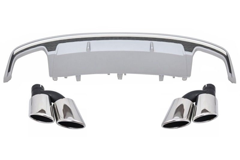 Rear Bumper Diffuser with Exhaust Tips S7 Design for Audi A7 4G (Standard Bumper)