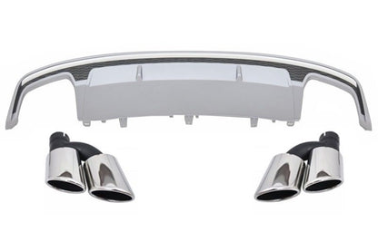 Rear Bumper Diffuser with Exhaust Tips S7 Design for Audi A7 4G (Standard Bumper)