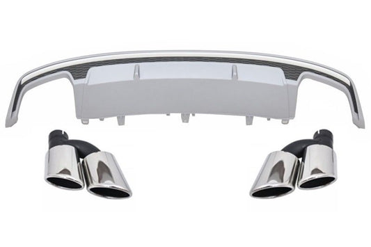 Rear Bumper Diffuser with Exhaust Tips S7 Design for Audi A7 4G (Standard Bumper)