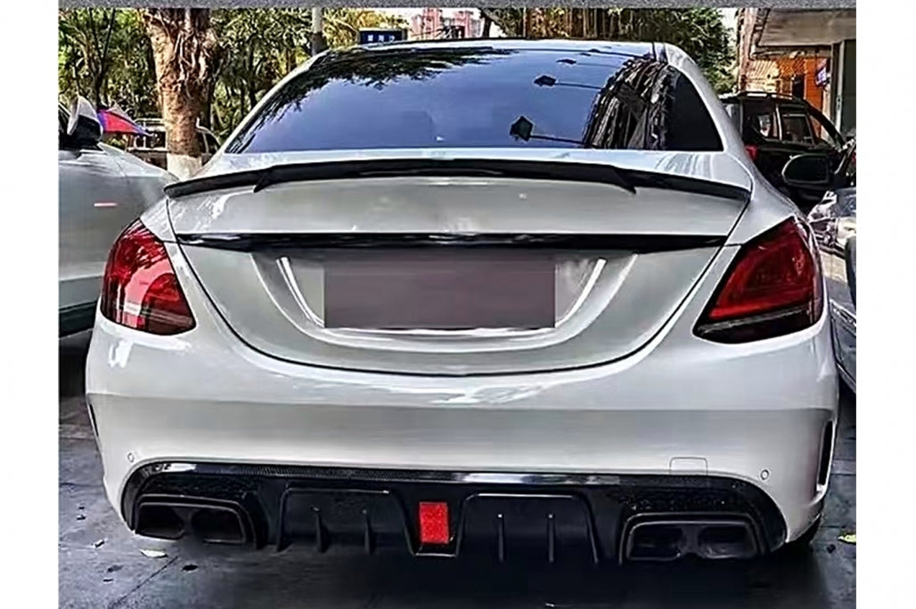 Rear Bumper Diffuser with Exhaust Tips for Mercedes C-Class W205 S205 Sport Line (2014–2020)