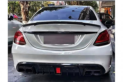 Rear Bumper Diffuser with Exhaust Tips for Mercedes C-Class W205 S205 Sport Line (2014–2020)