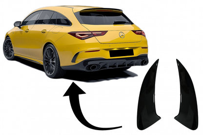 Rear Bumper Fins CLA45S Design Piano Black for Mercedes CLA C118 X118 AMG Line (2019–Up)