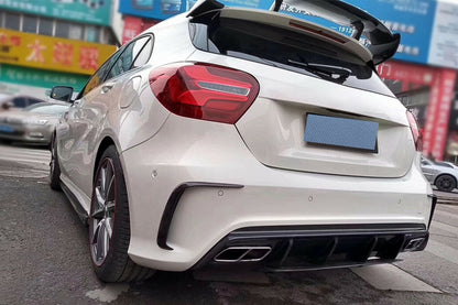 Rear Bumper Flaps Fins Piano Black for Mercedes A-Class W176 (2012–2018)