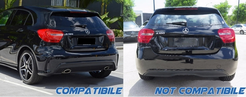 Rear Bumper Flaps Fins Piano Black for Mercedes A-Class W176 (2012–2018)