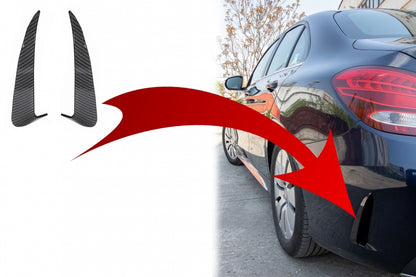 Rear Bumper Flaps Side Fins Carbon Film for Mercedes C-Class W205 Sedan AMG Line (2014–2020)