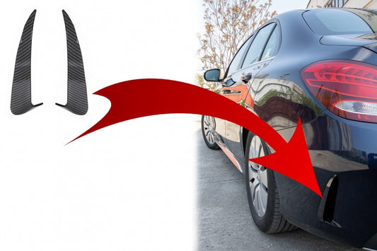 Rear Bumper Flaps Side Fins Carbon Film for Mercedes C-Class W205 Sedan AMG Line (2014–2020)