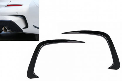 Rear Bumper Flaps Side Fins Flics Piano Black for BMW 3 Series G20 G21 G28 M-Sport (2018–Up)