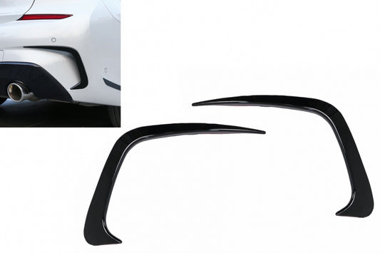 Rear Bumper Flaps Side Fins Flics Piano Black for BMW 3 Series G20 G21 G28 M-Sport (2018–Up)