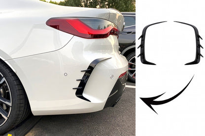 Rear Bumper Flaps Side Fins M Tech Piano Black for BMW 4 Series G22 Coupe (2020–Up)