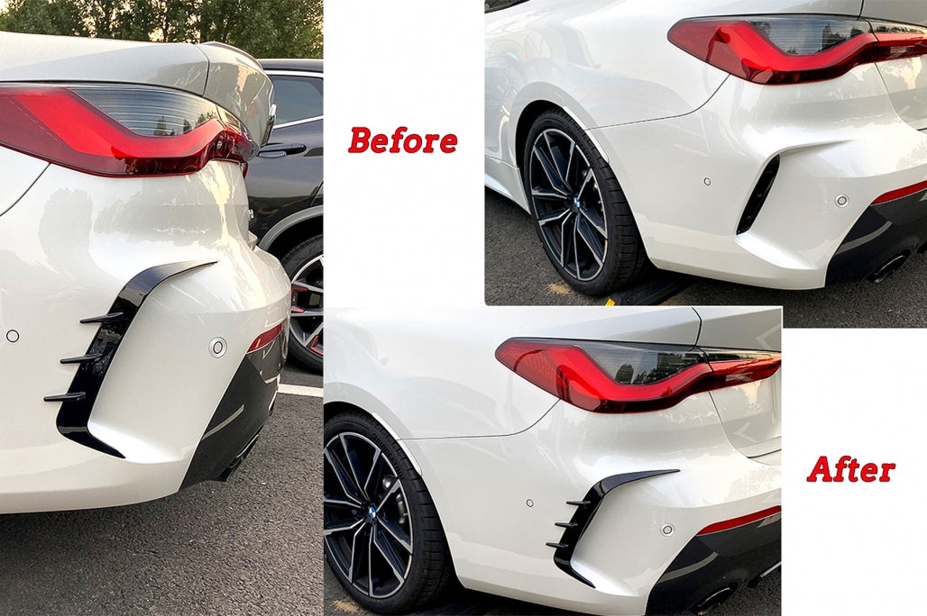 Rear Bumper Flaps Side Fins M Tech Piano Black for BMW 4 Series G22 Coupe (2020–Up)