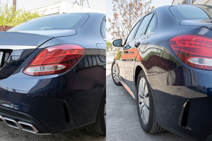 Rear Bumper Flaps Side Fins Piano Black for Mercedes C-Class W205 Sedan AMG Line (2014–2020)