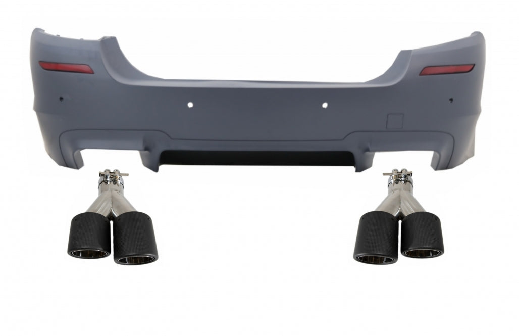 Rear Bumper M5 Style with Carbon Dual Twin Exhaust Tips for BMW 5 Series F10 Sedan (2011–2017)
