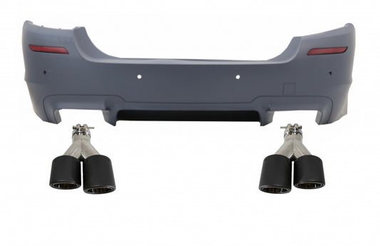 Rear Bumper M5 Style with Carbon Dual Twin Exhaust Tips for BMW 5 Series F10 Sedan (2011–2017)