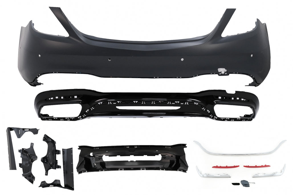 Rear Bumper S63 Design for Mercedes S-Class W222 Facelift Sedan (07.2017–08.2020)