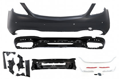 Rear Bumper S63 Design for Mercedes S-Class W222 Facelift Sedan (07.2017–08.2020)