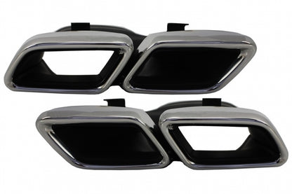 Rear Bumper S63 Design with Diffuser & Chrome Exhaust Tips for Mercedes S-Class W222 Facelift Sedan (07.2017–08.2020)