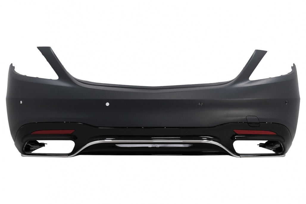 Rear Bumper S63 Design with Diffuser & Chrome Exhaust Tips for Mercedes S-Class W222 Facelift Sedan (07.2017–08.2020)