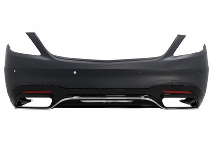 Rear Bumper S63 Design with Diffuser & Chrome Exhaust Tips for Mercedes S-Class W222 Facelift Sedan (07.2017–08.2020)