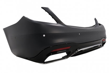 Rear Bumper S63 Design with Diffuser & Chrome Exhaust Tips for Mercedes S-Class W222 Facelift Sedan (07.2017–08.2020)