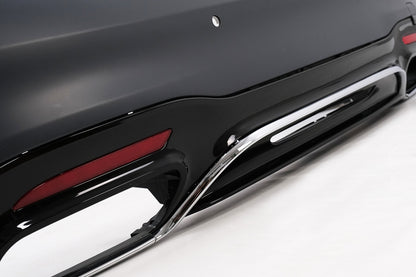 Rear Bumper S63 Design with Diffuser & Chrome Exhaust Tips for Mercedes S-Class W222 Facelift Sedan (07.2017–08.2020)