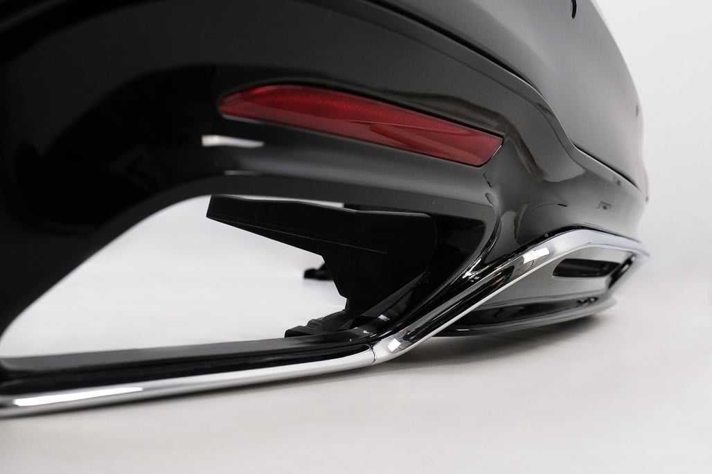 Rear Bumper S63 Design with Diffuser & Chrome Exhaust Tips for Mercedes S-Class W222 Facelift Sedan (07.2017–08.2020)
