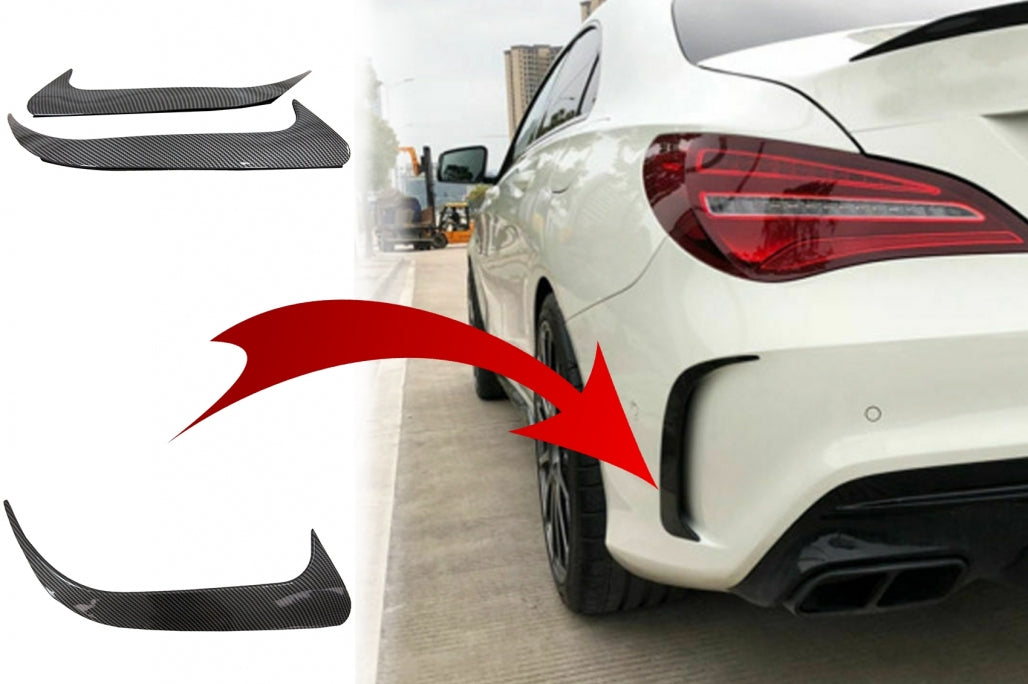 Rear Bumper Side Fins Carbon Look for Mercedes CLA W117 Sport Package (2014–2018)