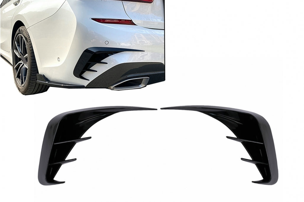 Rear Bumper Side Fins Flaps Piano Black for BMW 3 Series G20 G21 G28 M-Sport (2018–Up)
