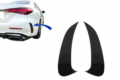 Rear Bumper Side Fins Piano Black for Mercedes C-Class W206 AMG Sport Line (2021–Up)