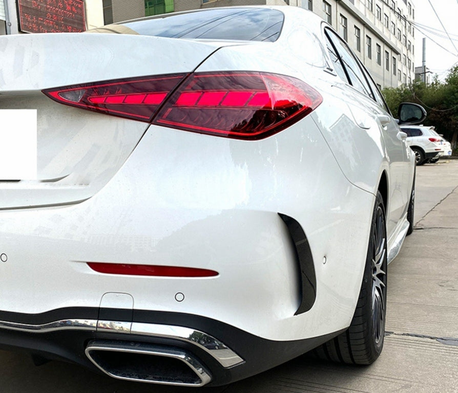 Rear Bumper Side Fins Piano Black for Mercedes C-Class W206 AMG Sport Line (2021–Up)