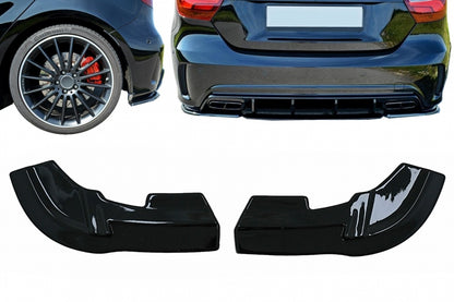 Rear Bumper Side Splitters Fins compatible with Mercedes A-Class W176 Sport Line A45 Hatchback (2012-2018) Piano Black