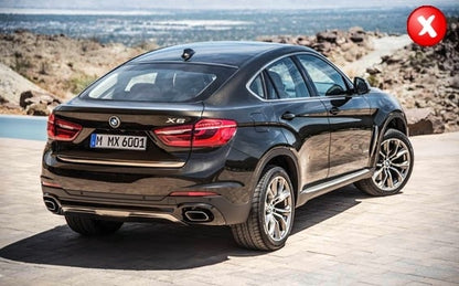 Rear Bumper Valance Diffuser Square Exhaust Tips V8 Design for BMW X6 F16 M-Tech Style (2014-Up)