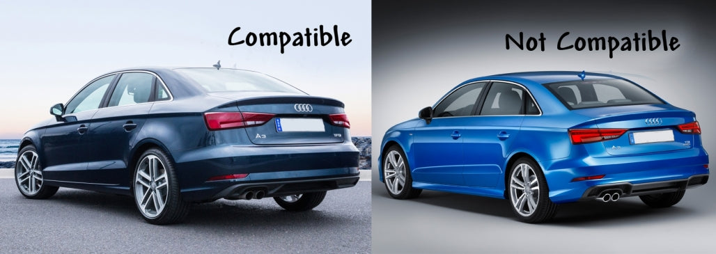 Rear Bumper Valance Diffuser compatible with Audi A3 8V Facelift Sedan Convertible (2016-2019) Standard SE Bumper S3 Design