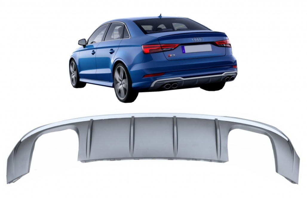 Rear Bumper Valance Diffuser compatible with Audi A3 8V Facelift (2016-2019) S-Line Bumper Sedan Convertible S3 Design