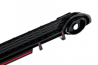 Rear Bumper Valance Diffuser compatible with Audi A3 8Y Hatchback S-Line and S3 2020-up, aggressive sport design with brake light integration.
