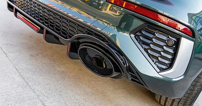 Rear Bumper Valance Diffuser compatible with Audi A3 8Y Hatchback S-Line and S3 2020-up, aggressive sport design with brake light integration.
